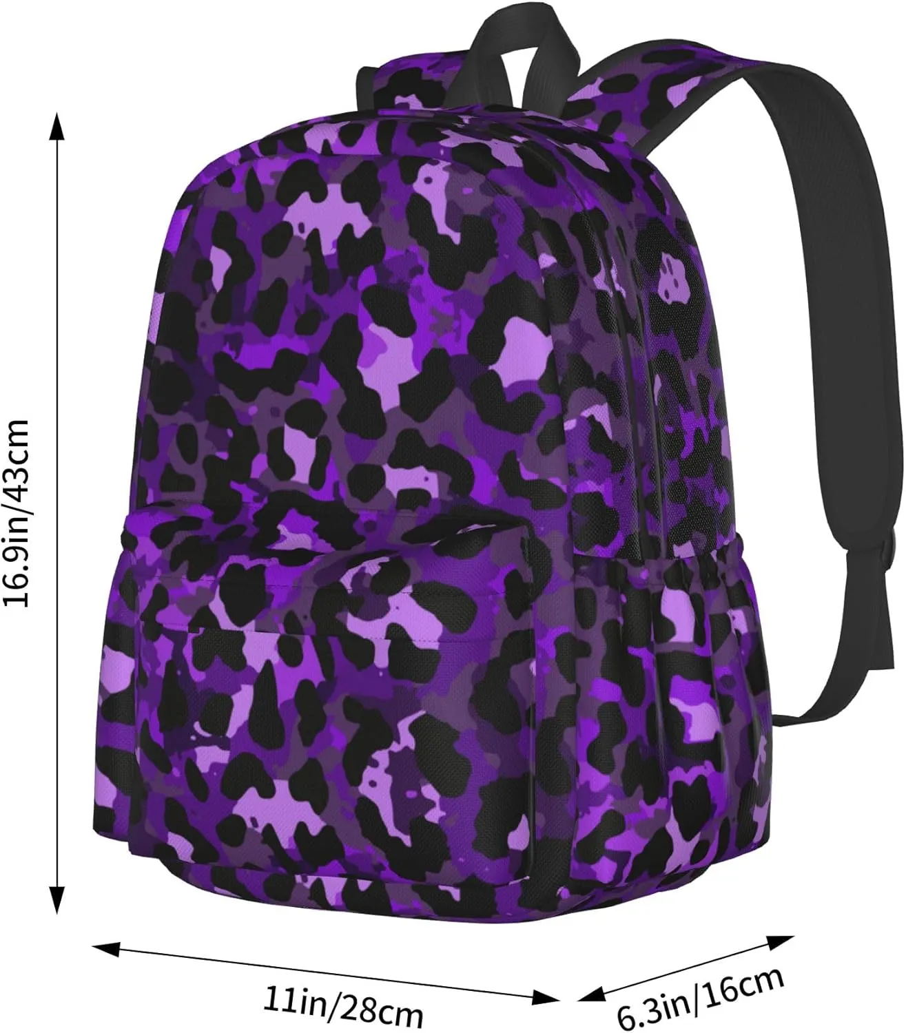 AMRANDOM Backpack Bookbag Purple Cheetah Leopard Print Laptop Backpacks Multipurpose Daypack for Men Women Travel Hiking