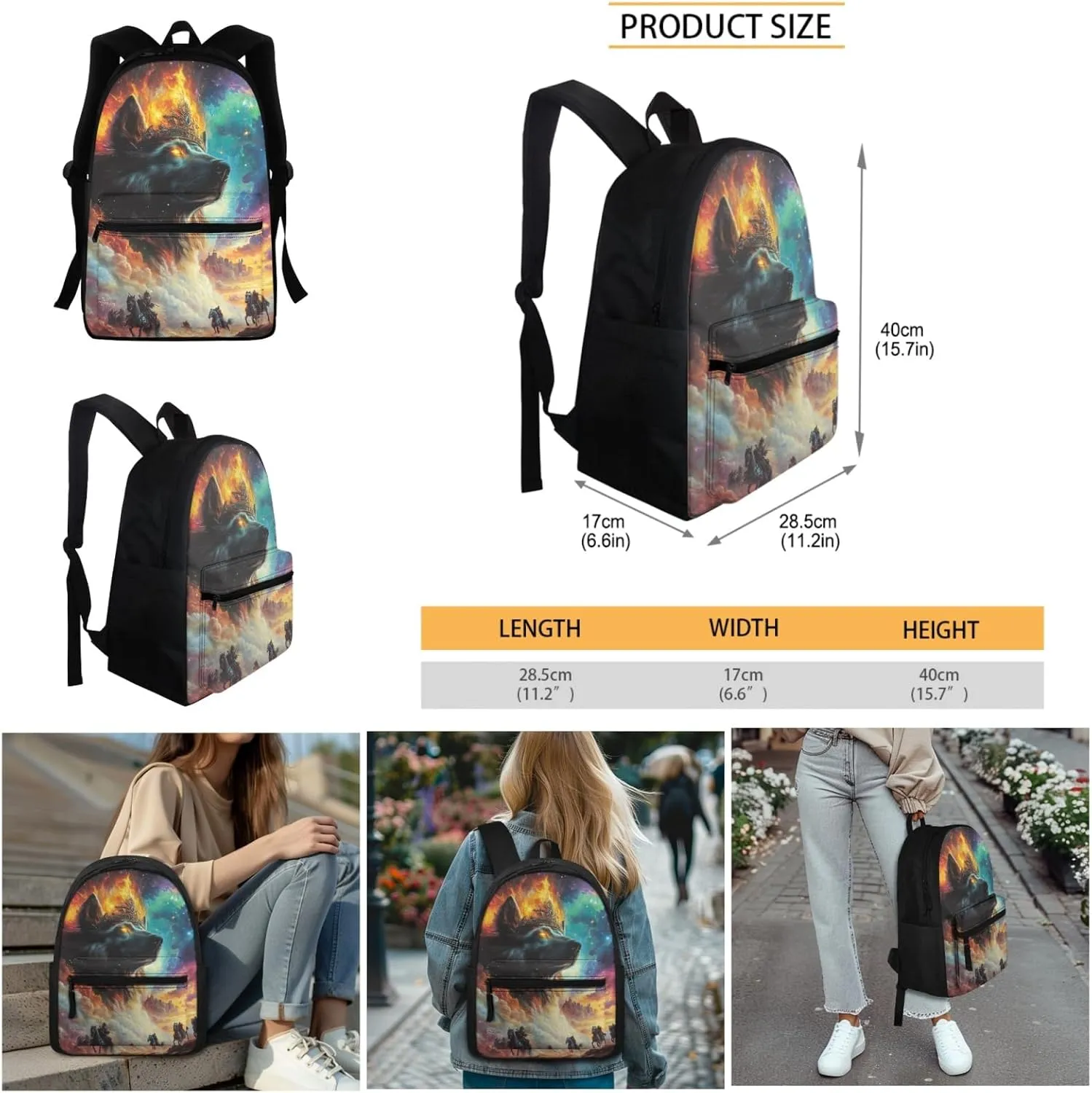 AmzPrint 3 Pcs Backpack Set For Boys Finnish Lapphund Dog School Backpacks Matching Lunch Bag Pencil Bag Back To School Gift