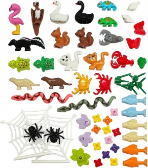 Animals Figures Building Block Pack, Jungle Forest Animals Bricks Accessories, City Zoo Parts and Pieces, MOC Toy Gift for Kids