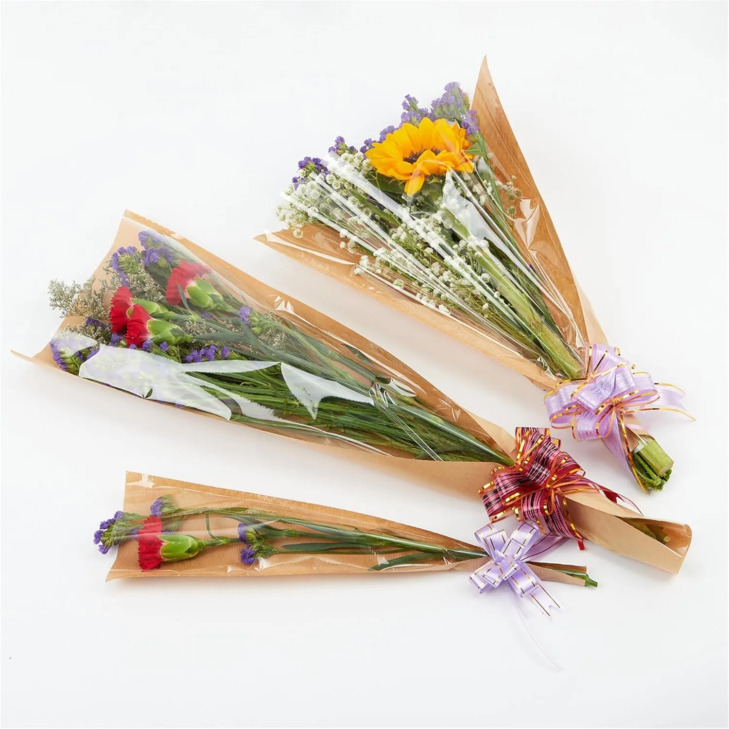 Annywyesses Flower Bouquet Wrapping Paper Single Rose Flower Sleeves Floral Wrapping Bags Transparent Bag Florist Packaging Supplies Floral Arrangement 50pcs-XL