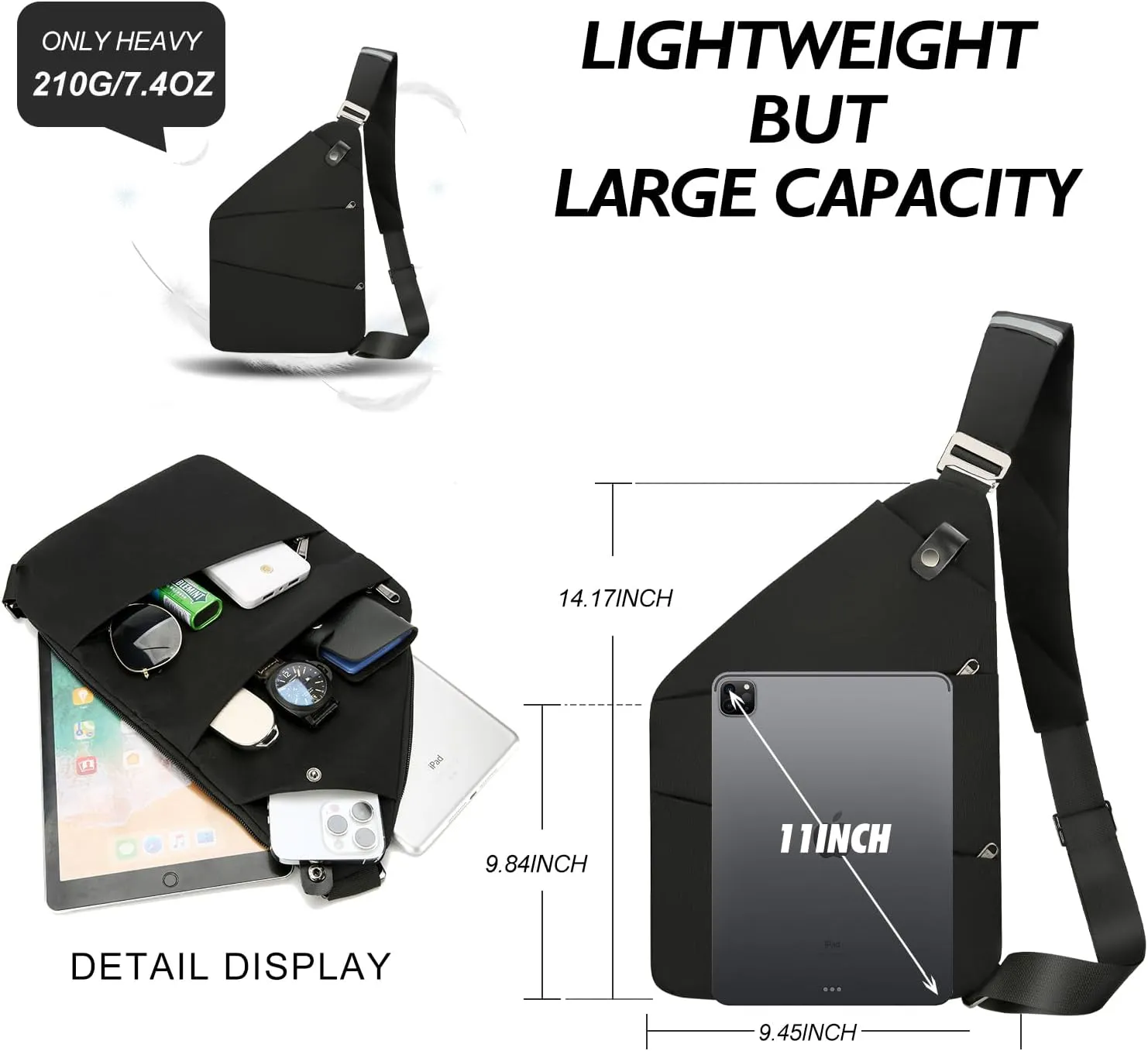 Anti Theft Crossbody Travel Bags for Women Men Cross Body Slim Sling Handbags with S Hook Antitheft