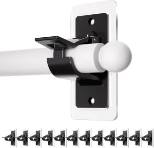 Antimbee 12-Pack Self Adhesive Rod Brackets, No Drill Needed Curtain Rod Holders, Multipurpose Nail Free Stick on Curtain Rod Hooks, Curtain Hangers for Bathroom, Bedroom, Livingroom