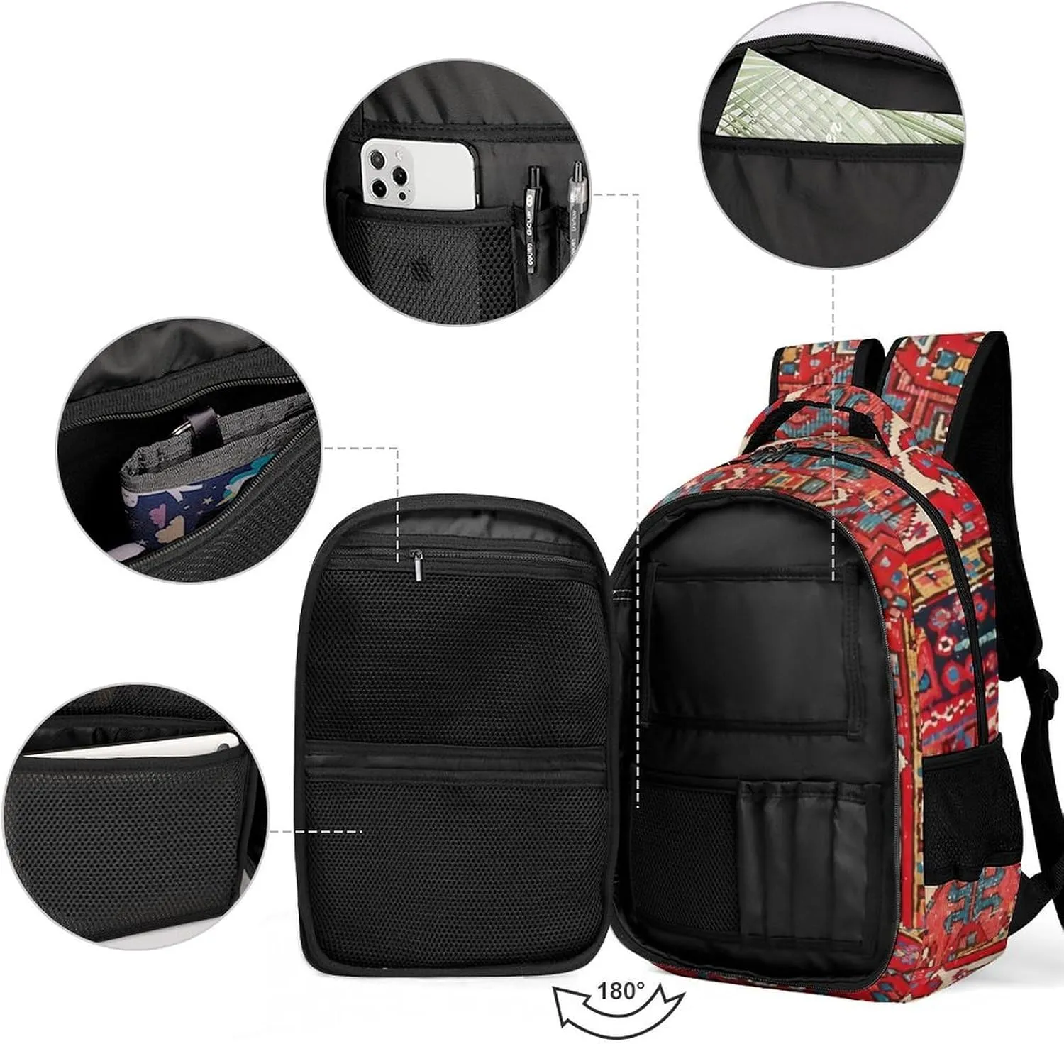 Antique Oriental Turkish Persian Carpet Large Capacity, Lightweight, And Stylish Pocket Double Backpack