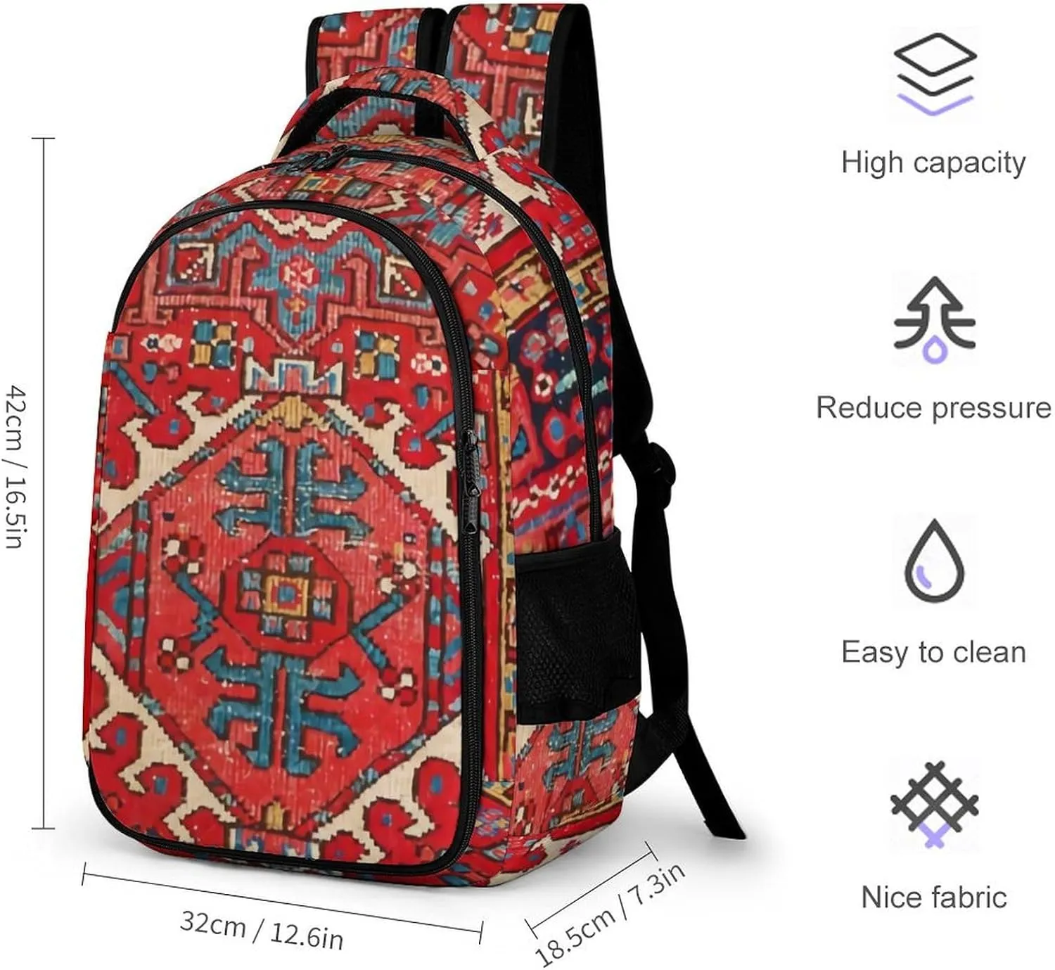 Antique Oriental Turkish Persian Carpet Large Capacity, Lightweight, And Stylish Pocket Double Backpack