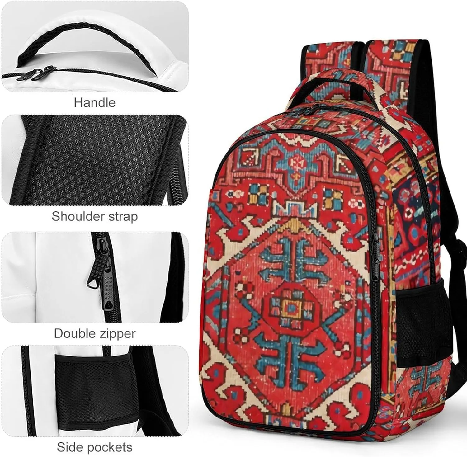 Antique Oriental Turkish Persian Carpet Large Capacity, Lightweight, And Stylish Pocket Double Backpack