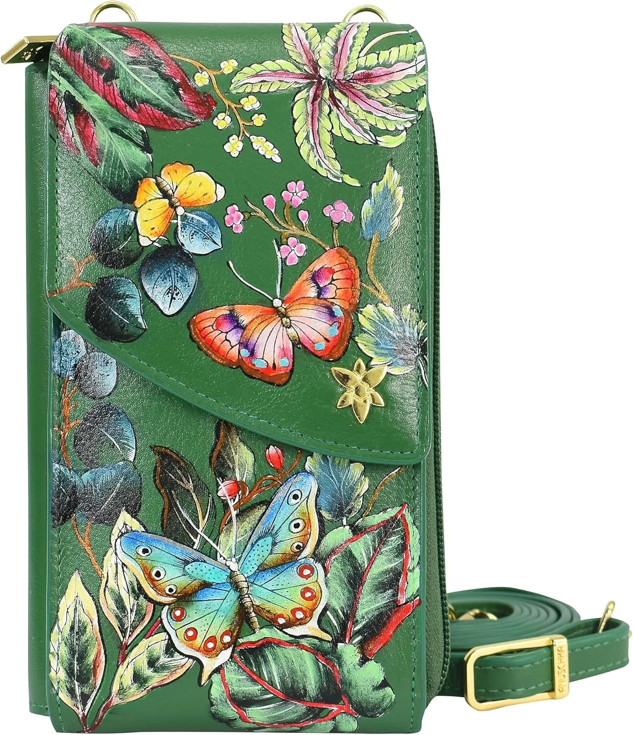 Anuschka Women's Original Hand-Painted Genuine Leather Crossbody Phone Case
