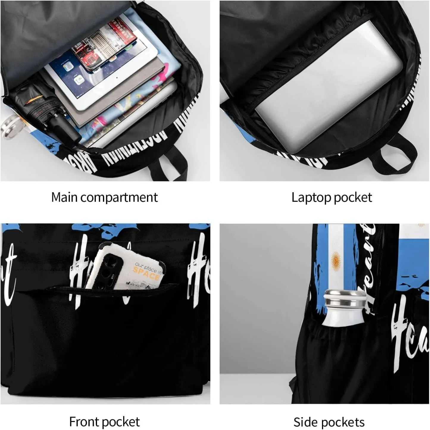 Argentinian Heart Argentinian Flag Laptop Backpack Work Travel Backpacks Business Rucksack Casual Outdoor Daypack with Adjustable Strap Bags for Sports Office Gym Hiking