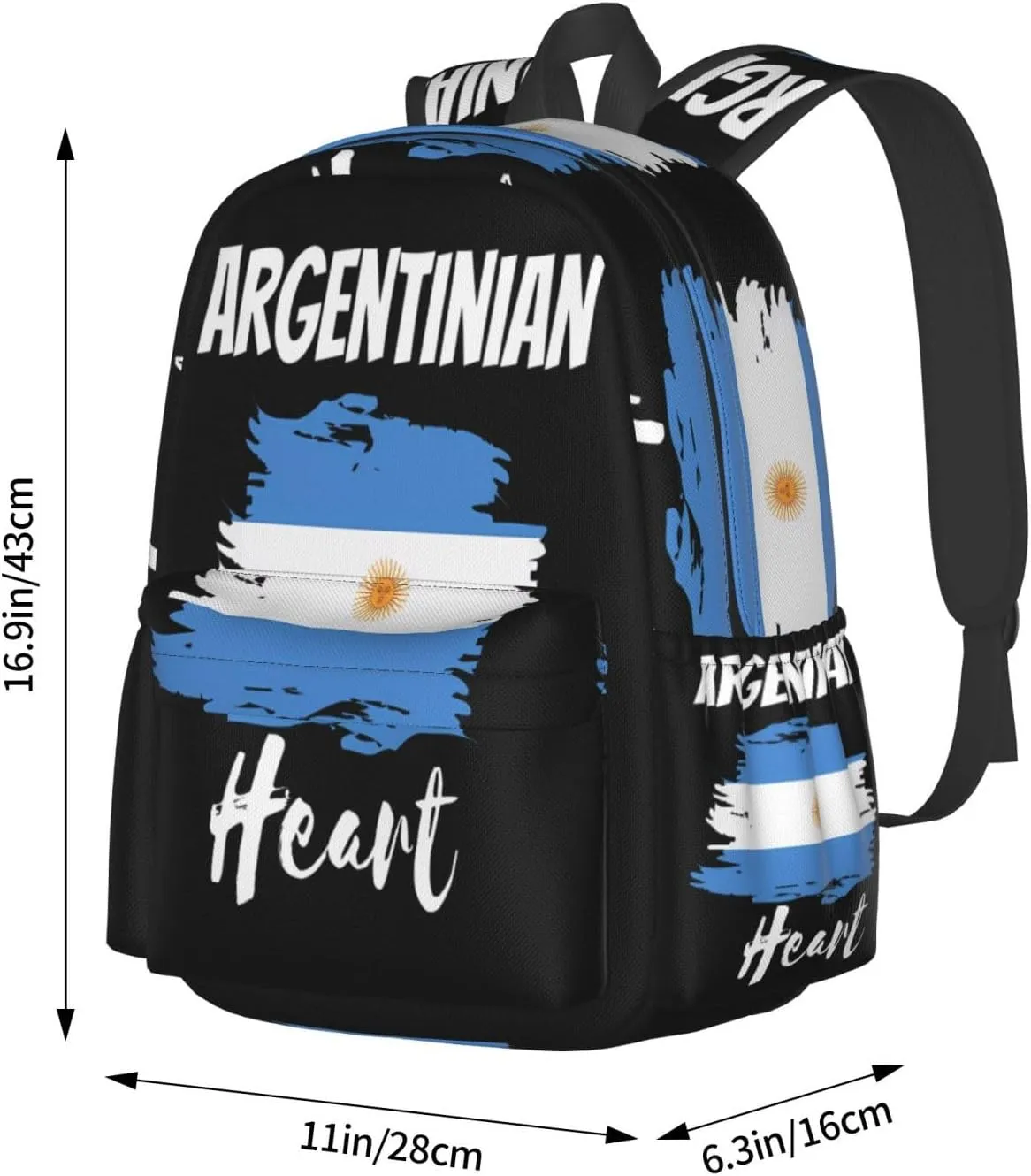 Argentinian Heart Argentinian Flag Laptop Backpack Work Travel Backpacks Business Rucksack Casual Outdoor Daypack with Adjustable Strap Bags for Sports Office Gym Hiking
