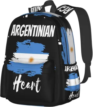 Argentinian Heart Argentinian Flag Laptop Backpack Work Travel Backpacks Business Rucksack Casual Outdoor Daypack with Adjustable Strap Bags for Sports Office Gym Hiking
