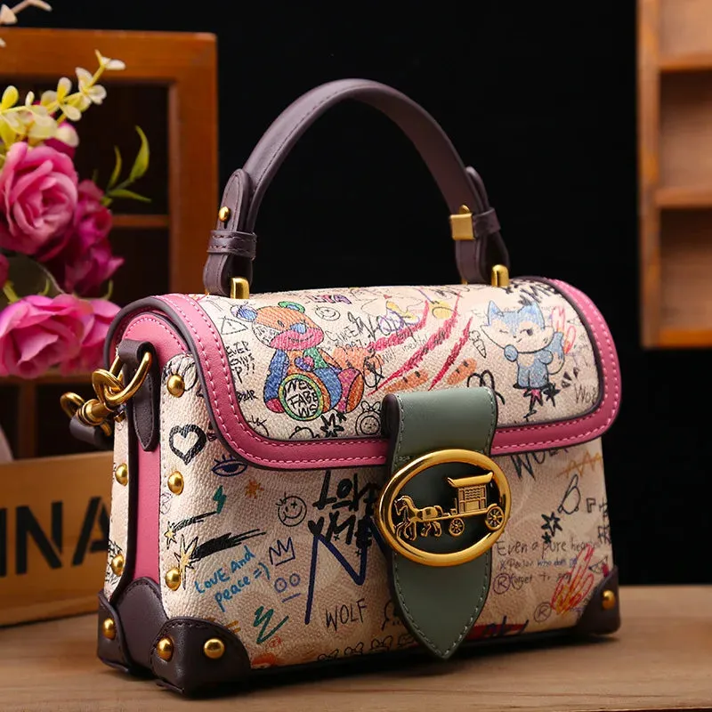 Arrival Women's Top-Handle Bag with Minimalist Graffiti Bear Design Classic and Versatile Shoulder Crossbody Bag Designer Bag