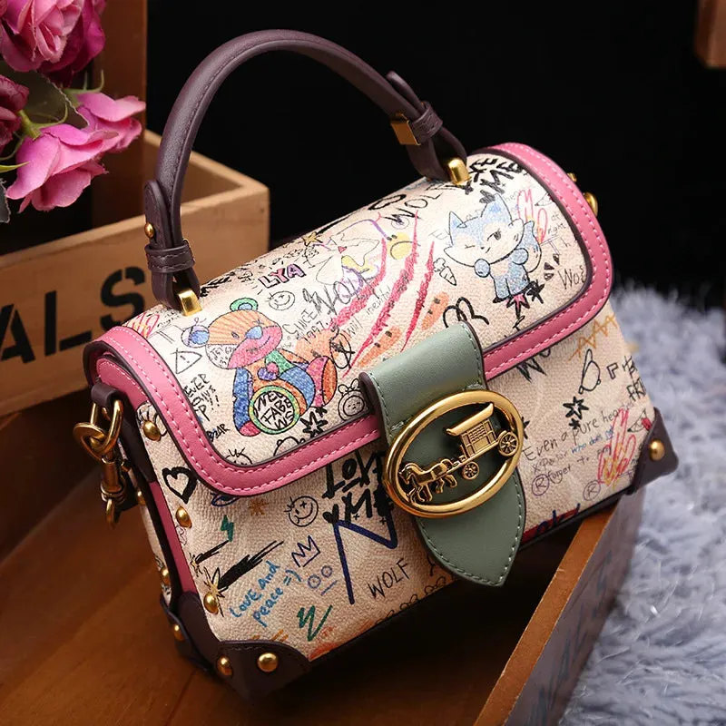 Arrival Women's Top-Handle Bag with Minimalist Graffiti Bear Design Classic and Versatile Shoulder Crossbody Bag Designer Bag