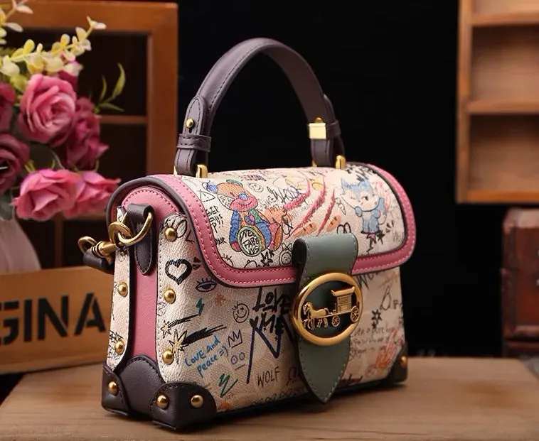 Arrival Women's Top-Handle Bag with Minimalist Graffiti Bear Design Classic and Versatile Shoulder Crossbody Bag Designer Bag