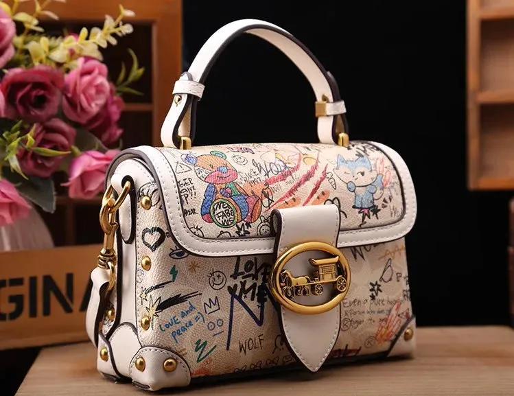 Arrival Women's Top-Handle Bag with Minimalist Graffiti Bear Design Classic and Versatile Shoulder Crossbody Bag Designer Bag