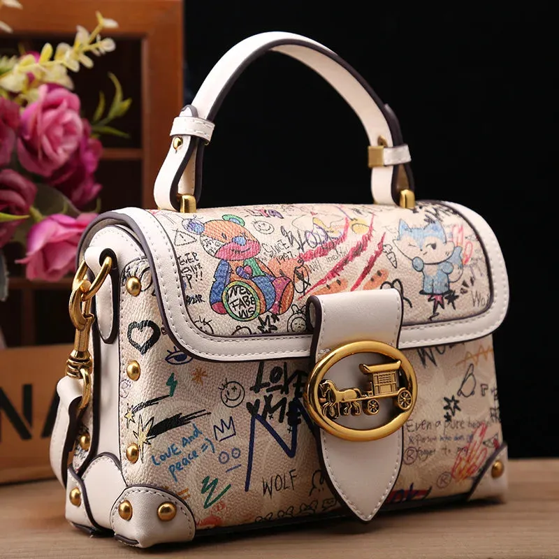 Arrival Women's Top-Handle Bag with Minimalist Graffiti Bear Design Classic and Versatile Shoulder Crossbody Bag Designer Bag