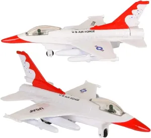 ArtCreativity F-16 Fighting Falcon Jets with Pullback Mechanism, Set of 2, Diecast Metal Jet Plane Fighter Toys for Kids, Air Force Military Cake Decorations, Aviation Party Favors