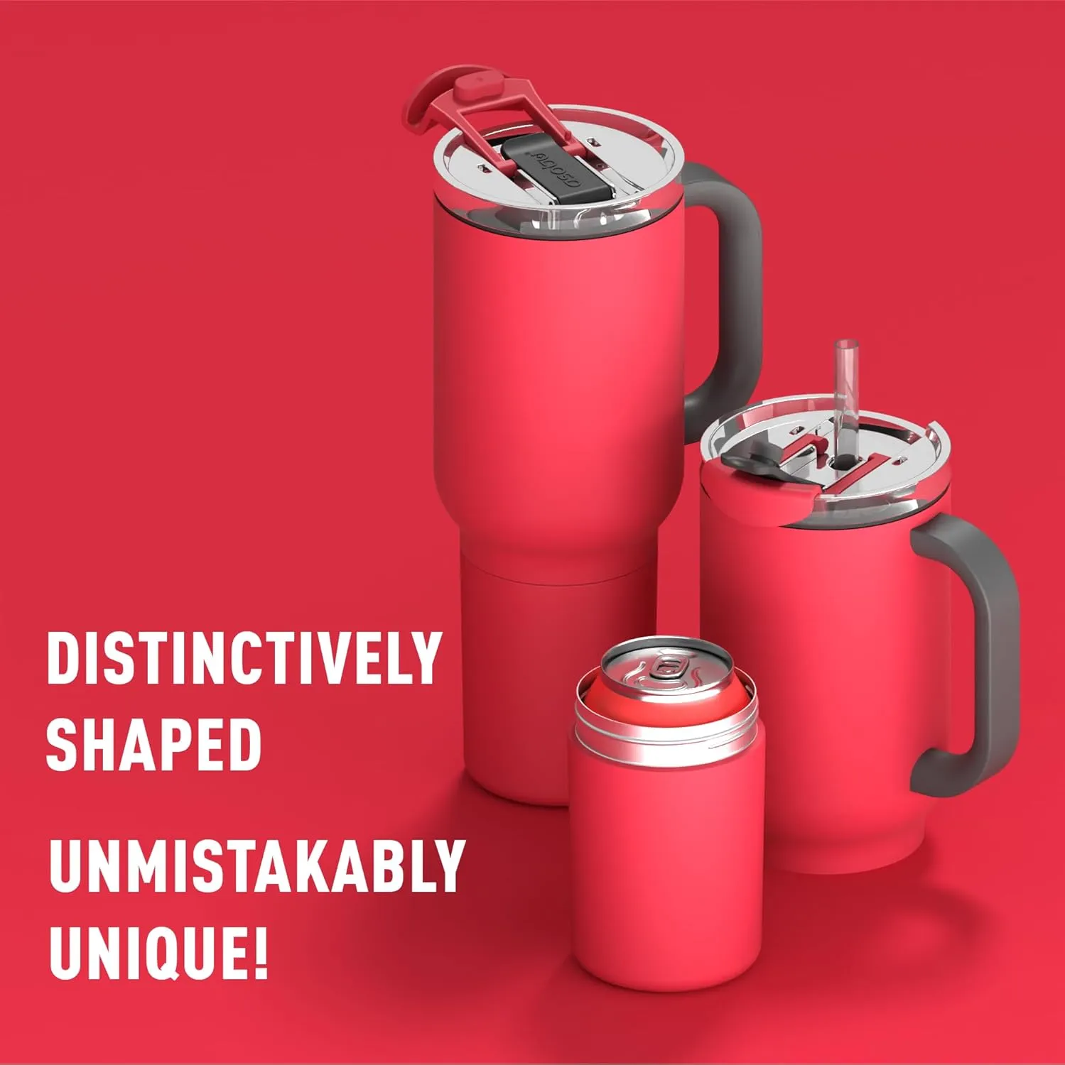 asobu DUPLEX 2-in-1 Travel Mug and Beer Can Holder Enjoy hot and cold drinks simultaneously -22 oz Hot Coffee or Tea Tumbler with Attached 12 oz Cold Can Holder for Beer or Soda, Red