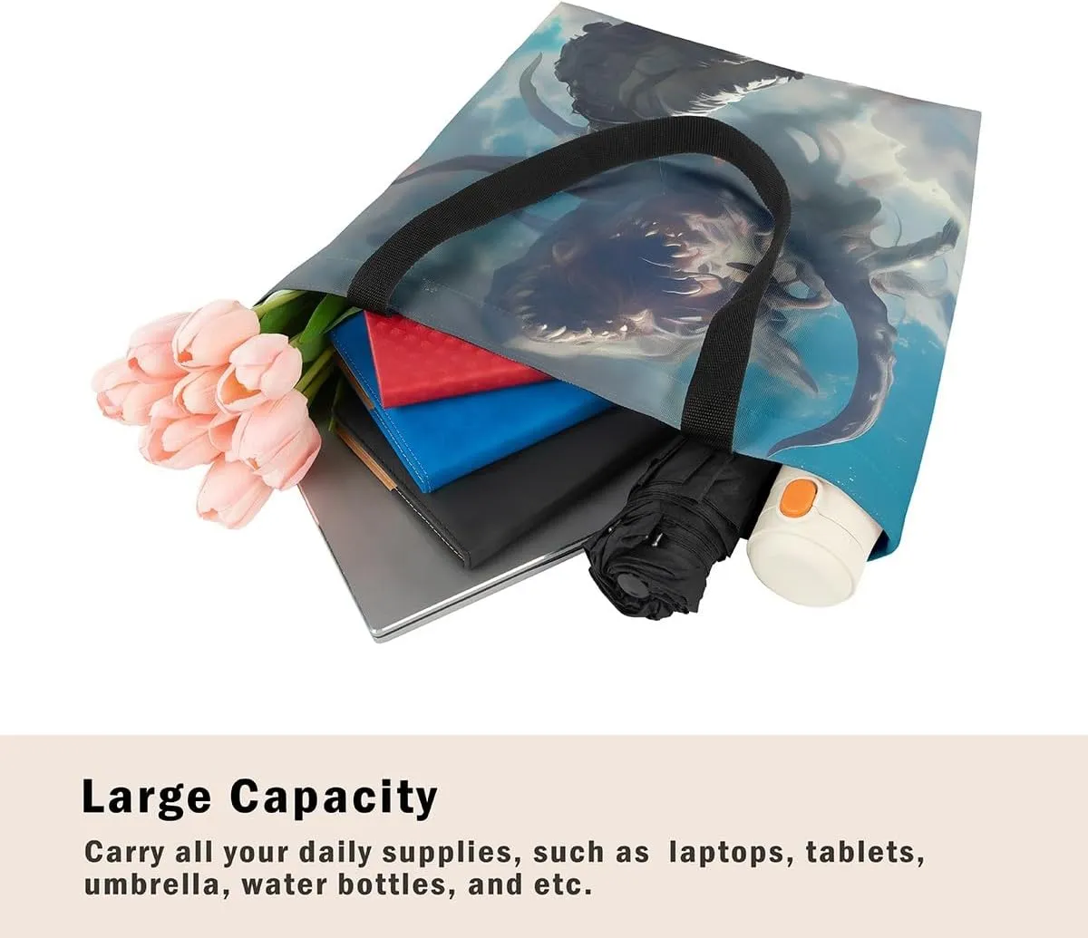 Astronaut Canvas Tote Bag,Fantasy Clouds Tote Bag,Outer Space Themed Shopping Grocery Bags