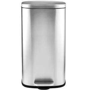 AthLike Trash Can, Stainless Steel Kitchen Garbage Can, Step Waste Bin with Hinged Lid and Removable Inner Bucket, Soft-Close, Dustbin for Bathroom Bedroom Living Room Home (Silver, 13.2 Gal)