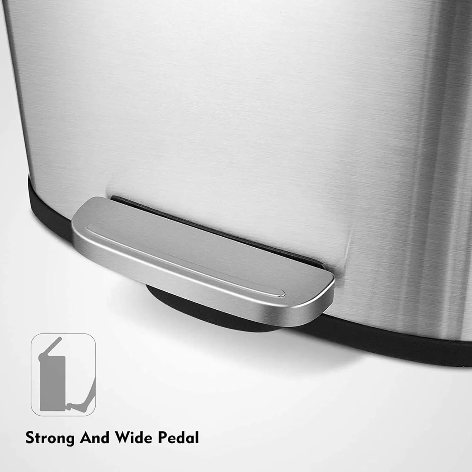 AthLike Trash Can, Stainless Steel Kitchen Garbage Can, Step Waste Bin with Hinged Lid and Removable Inner Bucket, Soft-Close, Dustbin for Bathroom Bedroom Living Room Home (Silver, 13.2 Gal)