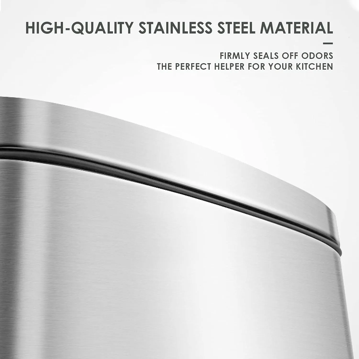 AthLike Trash Can, Stainless Steel Kitchen Garbage Can, Step Waste Bin with Hinged Lid and Removable Inner Bucket, Soft-Close, Dustbin for Bathroom Bedroom Living Room Home (Silver, 13.2 Gal)