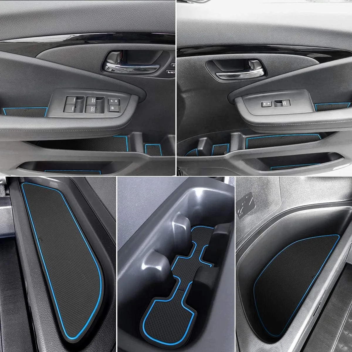 auovo Door Mats for Honda Pilot 2021 2022 2016-2020 Interior Accessories Custom Fit Door Compartment Cup Holder Center Console Anti Dust Mats Inserts (31pcs/Set) (Blue Trim)