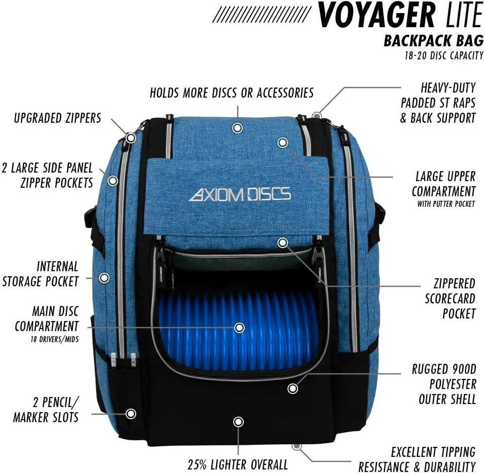 Axiom Discs Voyager Lite Backpack Disc Golf Bag (Choose Your Favorite Color)