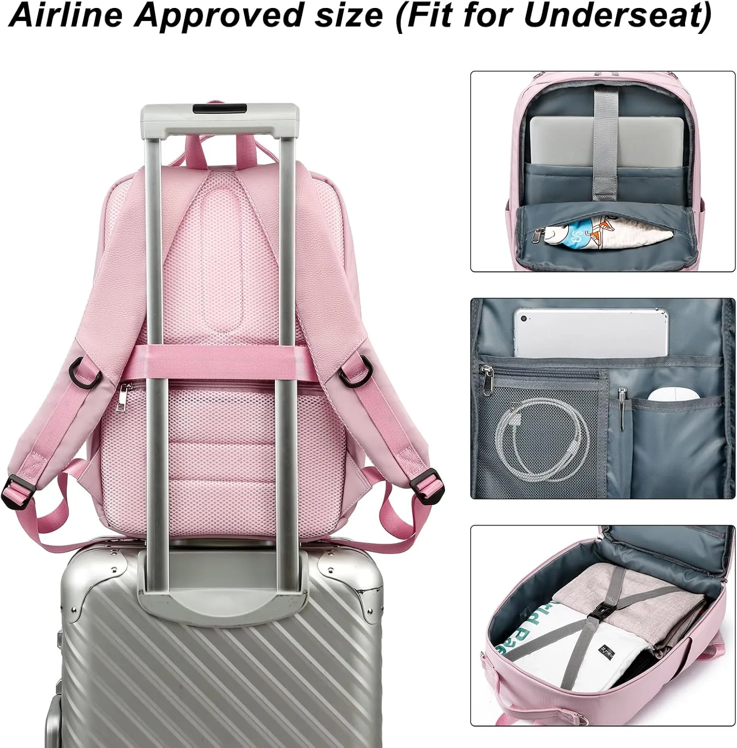Baby Bag for Mom Baby Girl Diaper Bag Backpack with Laptop Compartment 16", Carry on Backpack Large Capacity Travel Backpack, Multifunctional Waterproof Bags for Women, Flight Approved,Pink