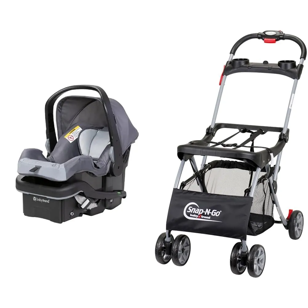 Baby Trend EZ-Lift 35 Plus Infant Car Seat, Ultra Grey & Snap N Go EX Polyester Lightweight Foldable Universal Single Infant Car Seat Carrier with 2 Cup Holder and Covered Compartment, Black
