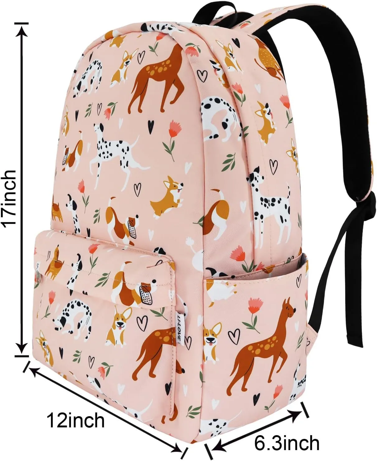 Backpack for Girls Teens Kids Middle Elementary High School College Backpacks Cute Dog Flower Student Bookbags Travel Waterproof Book Bag Laptop Back Pack