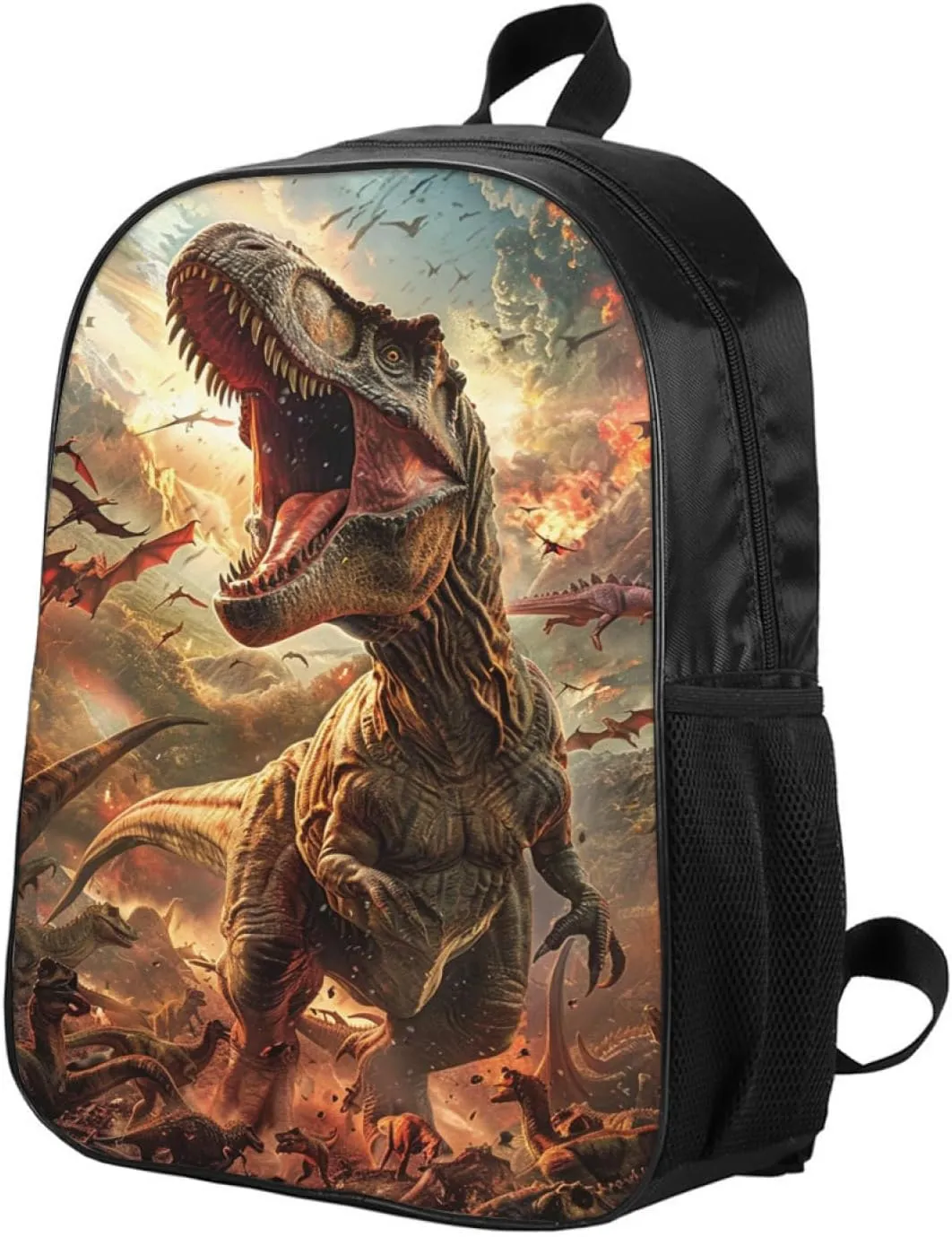Backpack Fun Dinosaur Bookbag Women Men Black Backpack for Outdoor Sports Travel Camping Hiking Office Work Laptop Bag