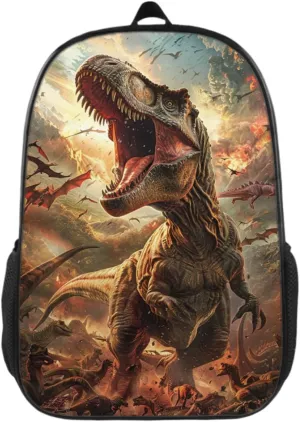 Backpack Fun Dinosaur Bookbag Women Men Black Backpack for Outdoor Sports Travel Camping Hiking Office Work Laptop Bag