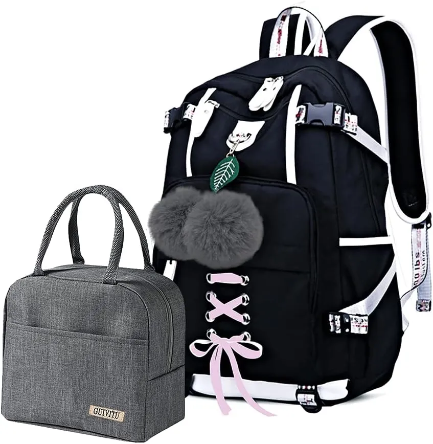Backpacks for Girls School Bag Children Bookbag Casual Daypack with Lunch bag Set