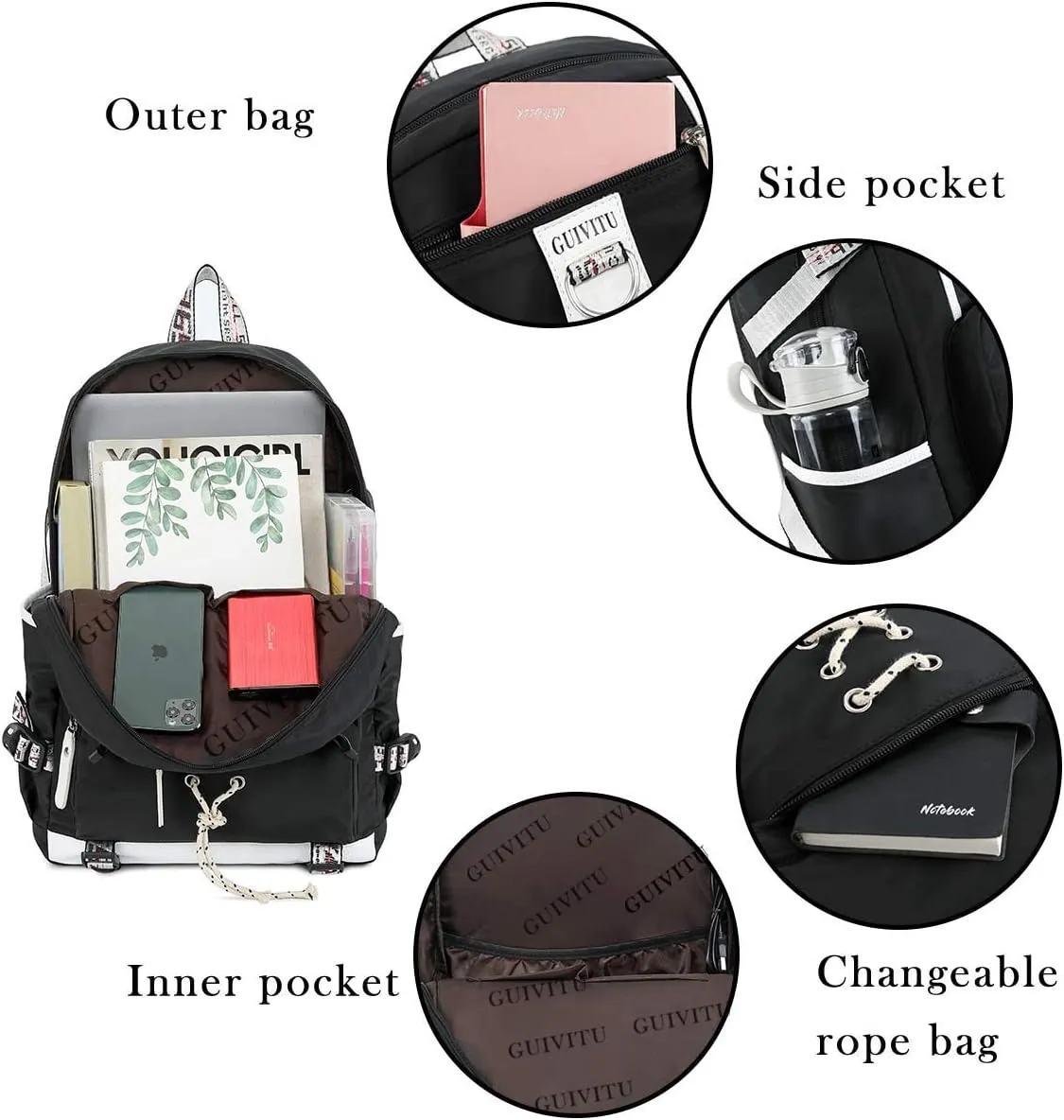Backpacks for Girls School Bag Children Bookbag Casual Daypack with Lunch bag Set