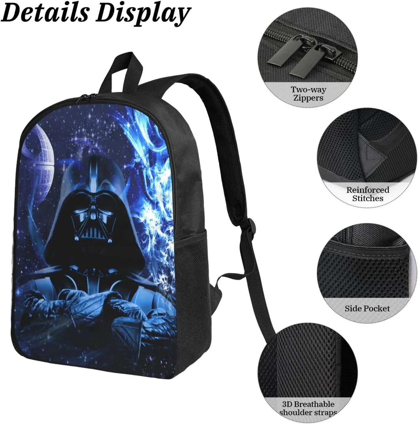 Backpacks Pen Bag Lunch Bag Set Darth Movie Vader Casual Elementary Daypacks Lightweight Elementary Laptop Backpack Camping Travel Bookbag