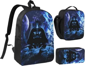 Backpacks Pen Bag Lunch Bag Set Darth Movie Vader Casual Elementary Daypacks Lightweight Elementary Laptop Backpack Camping Travel Bookbag