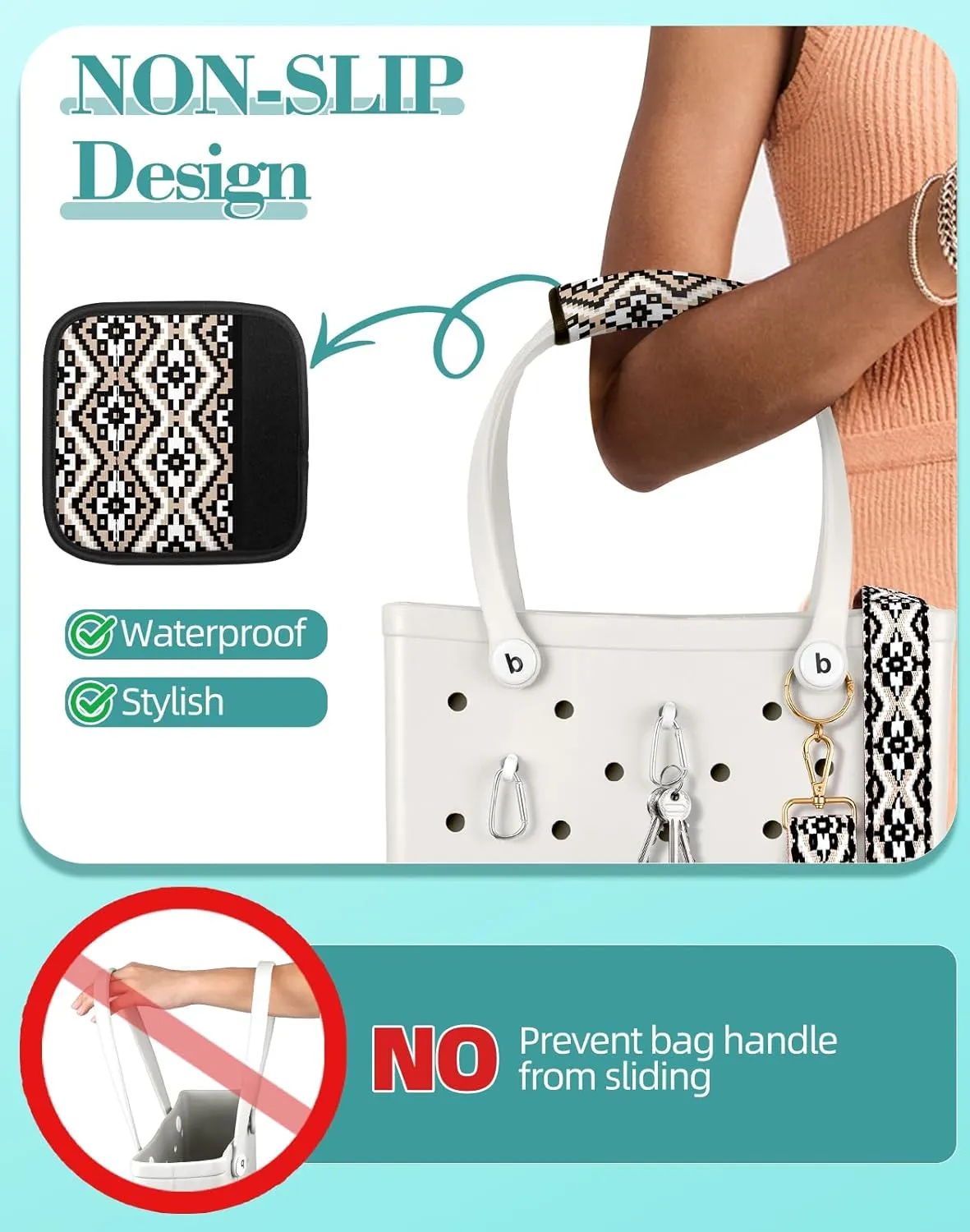 Bag Strap Crossbody Charms for Bogg Bag Accessories - Shoulder Strap Neoprene Luggage Handle Wrap for Suitcase & 2 Key Holders Cross