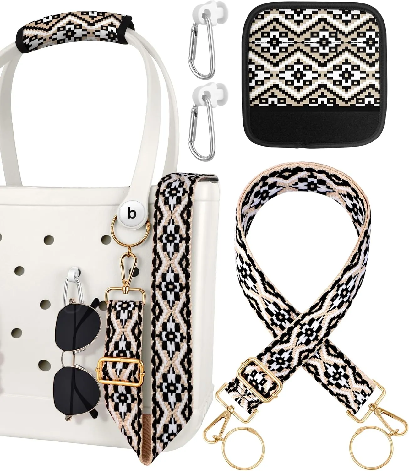 Bag Strap Crossbody Charms for Bogg Bag Accessories - Shoulder Strap Neoprene Luggage Handle Wrap for Suitcase & 2 Key Holders Cross