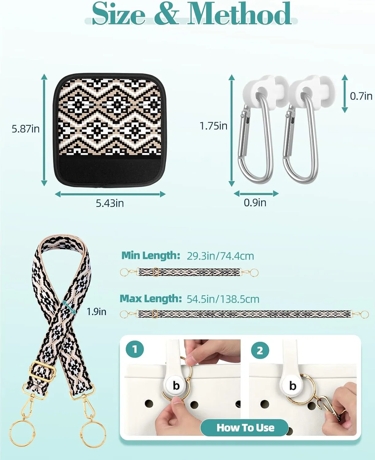 Bag Strap Crossbody Charms for Bogg Bag Accessories - Shoulder Strap Neoprene Luggage Handle Wrap for Suitcase & 2 Key Holders Cross