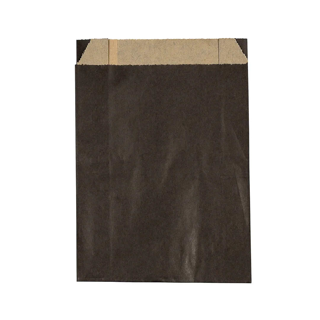 Bag Tek Black Paper French Fry / Snack Bag - 4 1/4" x 1 1/2" x 6 1/4" - 100 count box