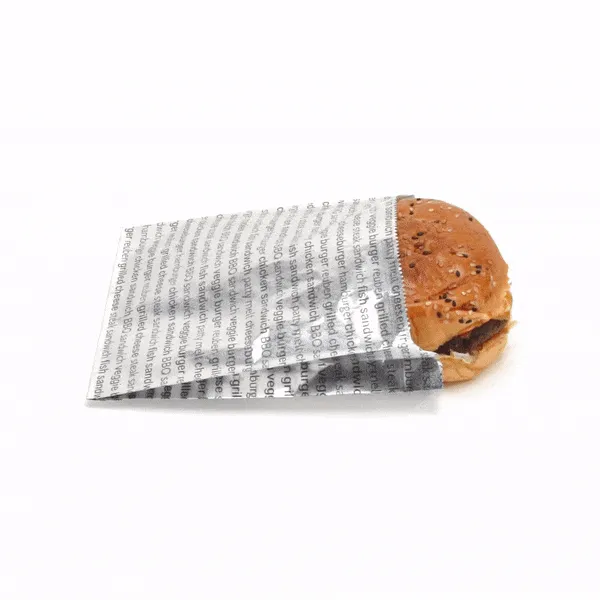 Bag Tek Paper Printed Burger Foil Bag - 6" x 1 1/4" x 6 1/2" - 100 count box