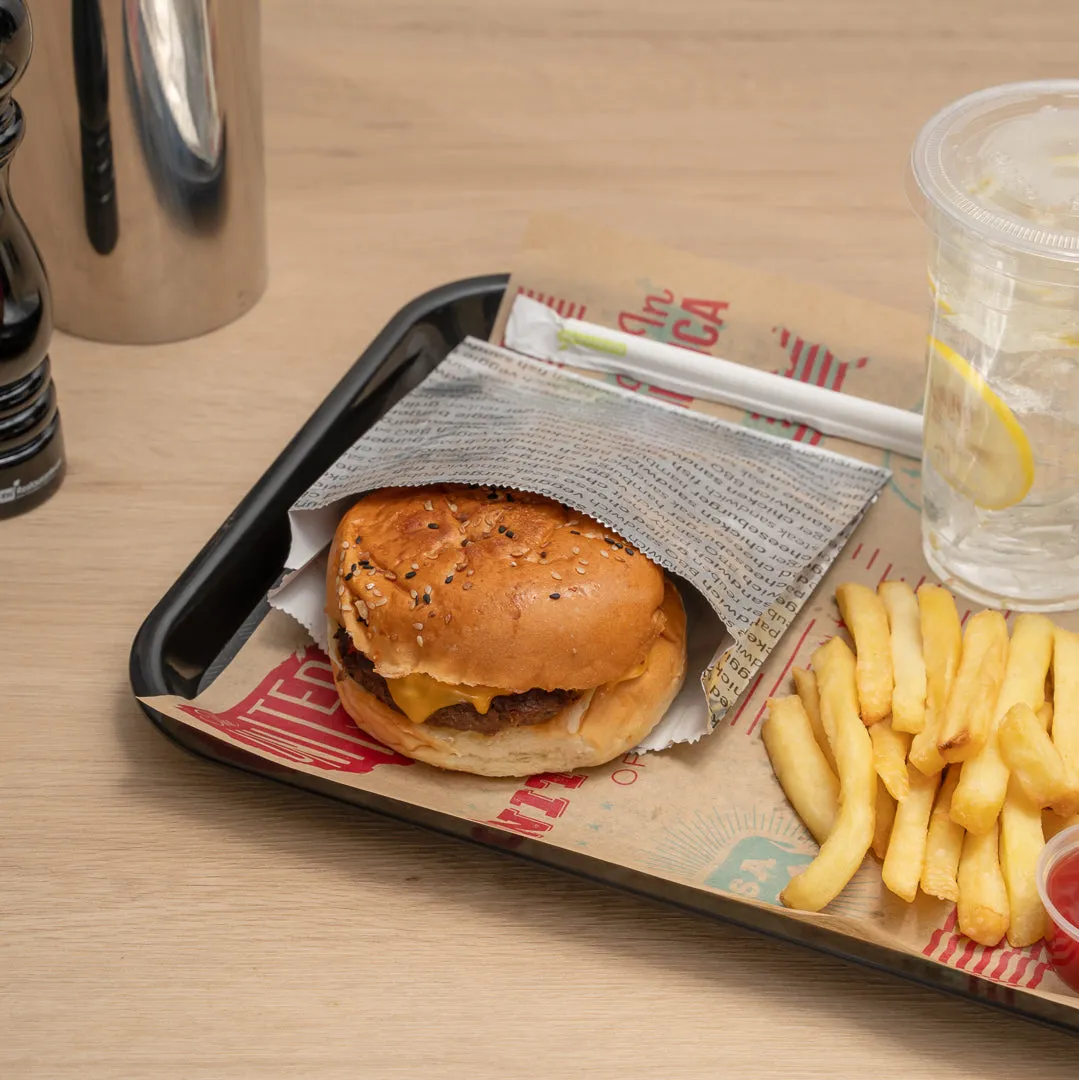 Bag Tek Paper Printed Burger Foil Bag - 6" x 1 1/4" x 6 1/2" - 100 count box
