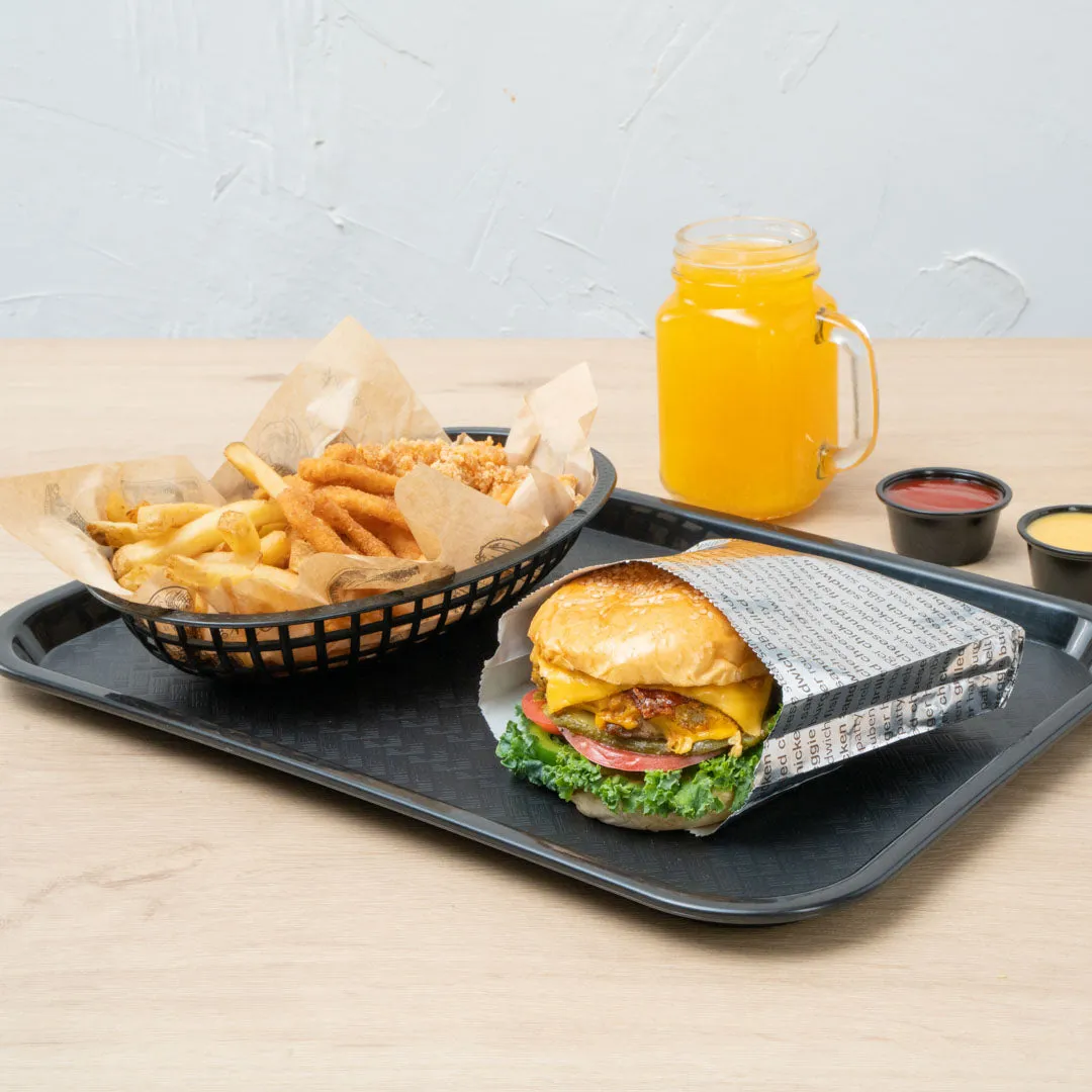 Bag Tek Paper Printed Burger Foil Bag - 6" x 1 1/4" x 6 1/2" - 100 count box