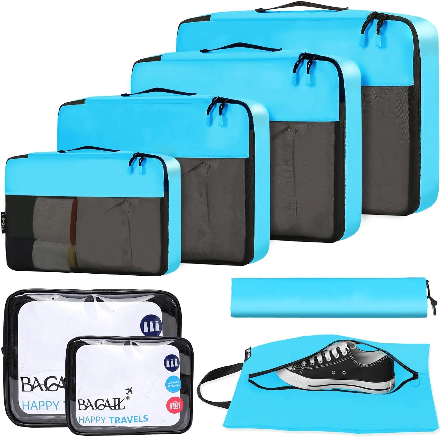 BAGAIL 8 Set/9 Set Packing Cubes Luggage Packing Organizer for Travel, Suitcase Packing Bags for Travel Accessories