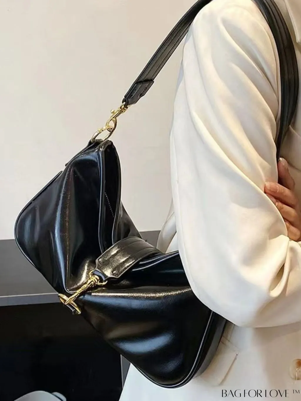 BagForLove - Classic Black PU Shoulder Bag - Timeless and Stylish