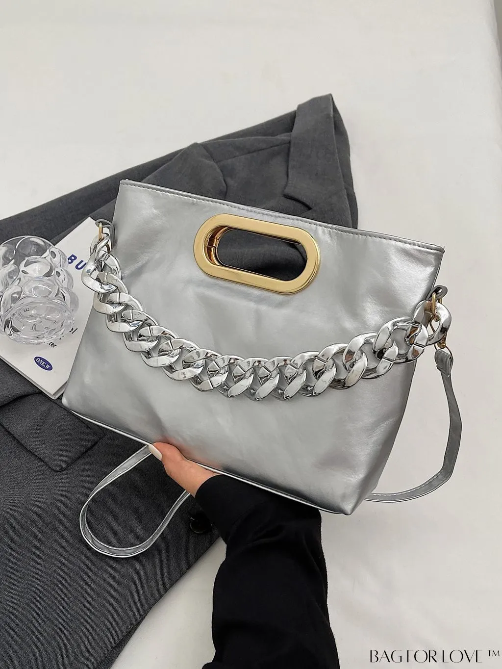 BagForLove - Classic Retro Texture Chain Crossbody Bag with Soft PU Handbag Decoration