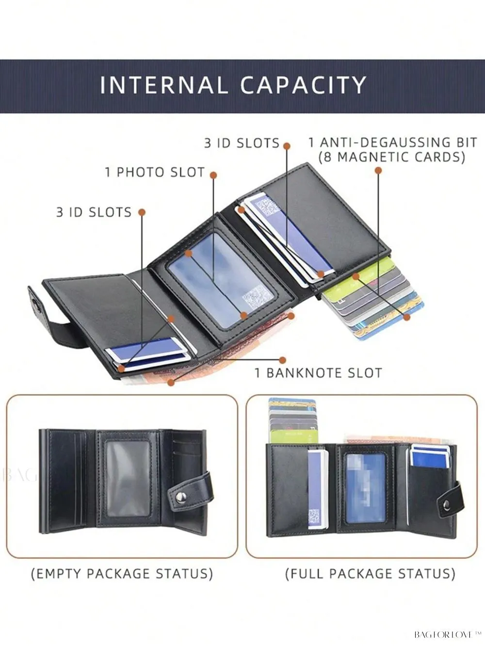 BagForLove - Compact Multi-Function Card Case with Cash Compartment