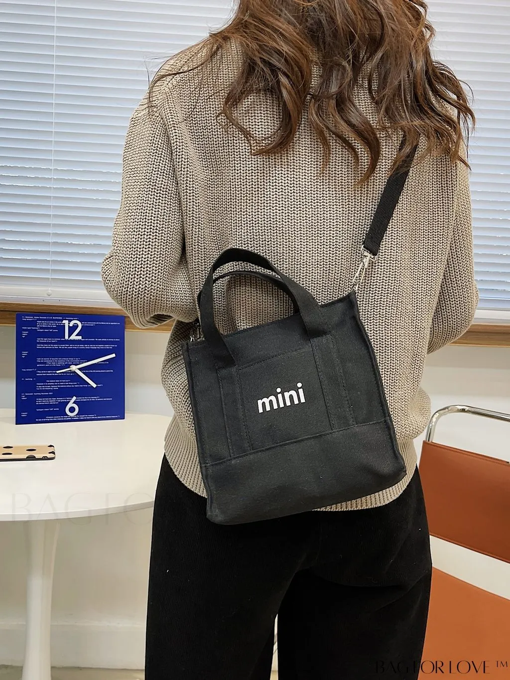 BagForLove - Contemporary Graphic Canvas Square Bag with Minimalist Letter Design