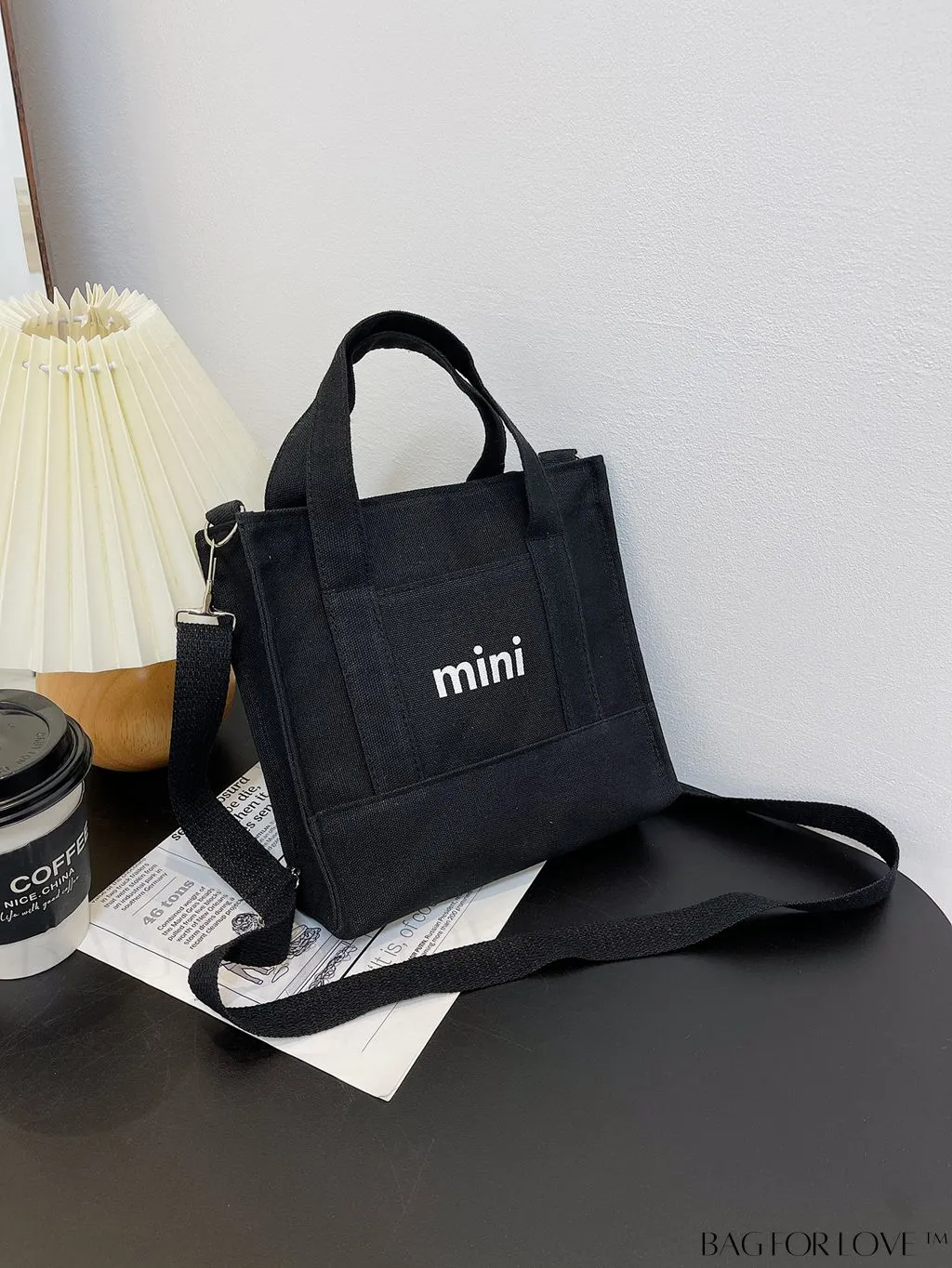 BagForLove - Contemporary Graphic Canvas Square Bag with Minimalist Letter Design