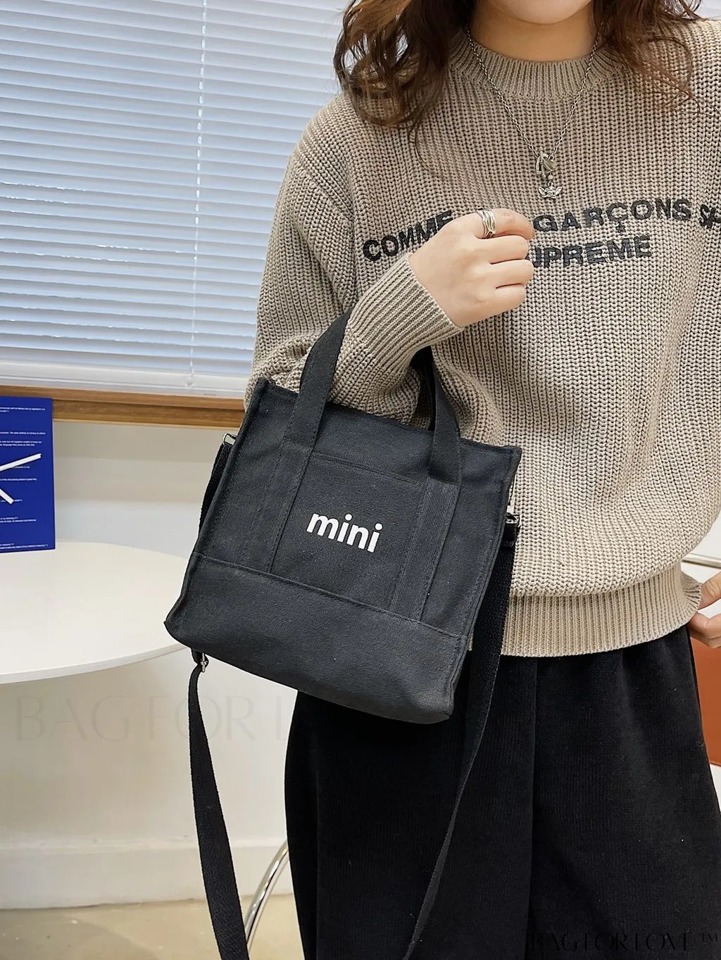 BagForLove - Contemporary Graphic Canvas Square Bag with Minimalist Letter Design