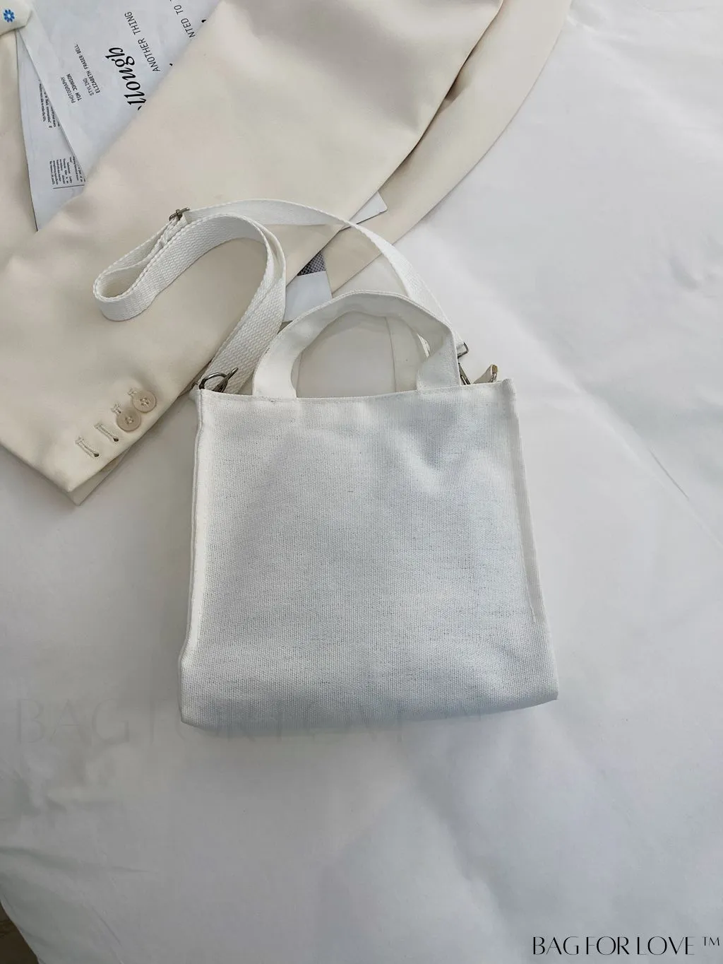 BagForLove - Contemporary Graphic Canvas Square Bag with Minimalist Letter Design